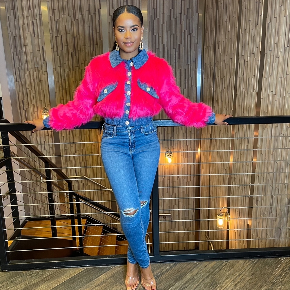 Paris Denim Faux Fur Jacket